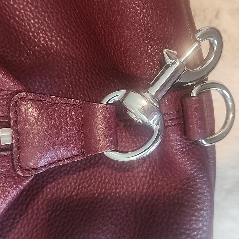 Rebecca Minkoff "Julian" Distressed Black Cherry Backpack Silver Tone Hardware - Picture 7 of 11